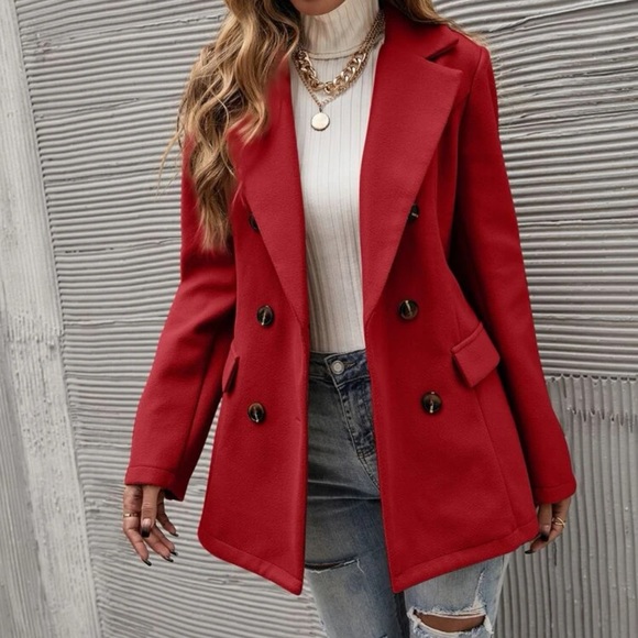 Double Breasted Overcoat pea coat preppy blue - Picture 9 of 15